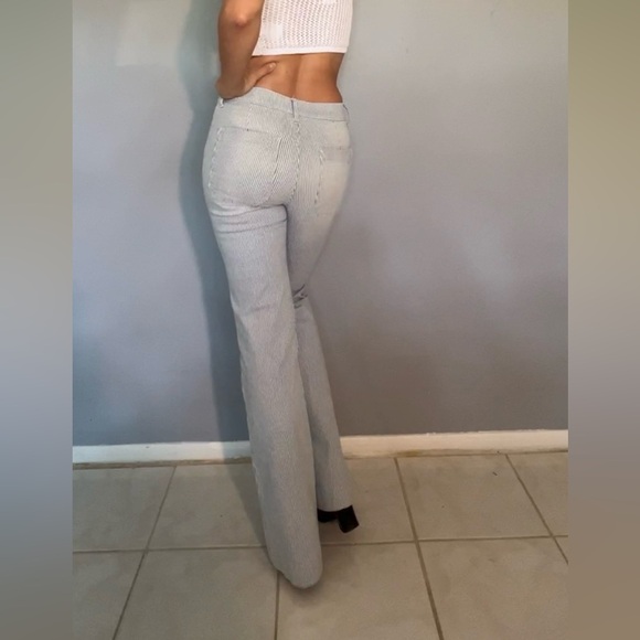 RARE Seafarer Circe High Waisted Blue Pinstripe Stretch Vintage Dungaree 27 - Picture 5 of 16